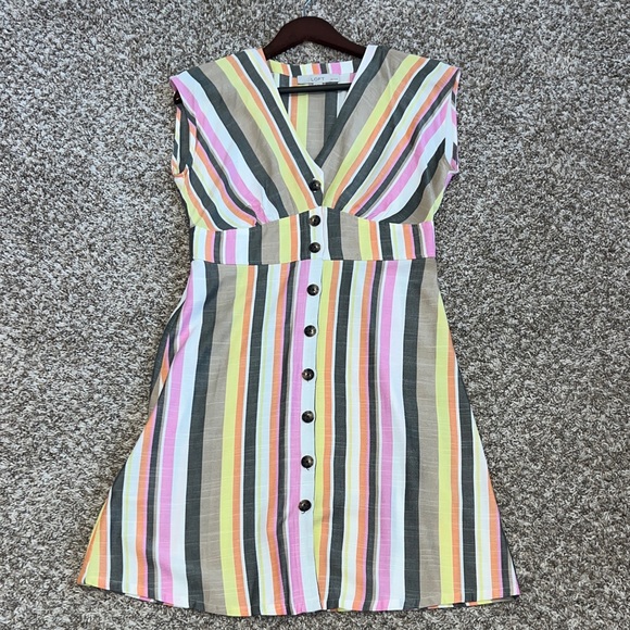 LOFT Dresses & Skirts - LOFT Flattering Multicolor Striped Midi Dress 4P